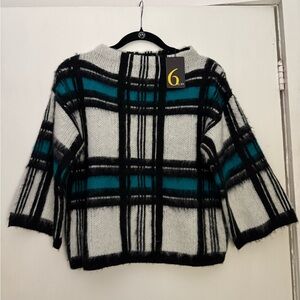 Plaid Poncho Style Sweater